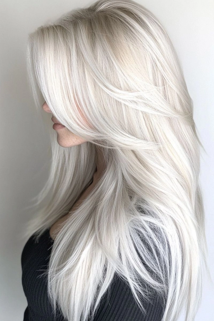 Elegant prom hairstyle showcasing platinum blonde hair in soft waves