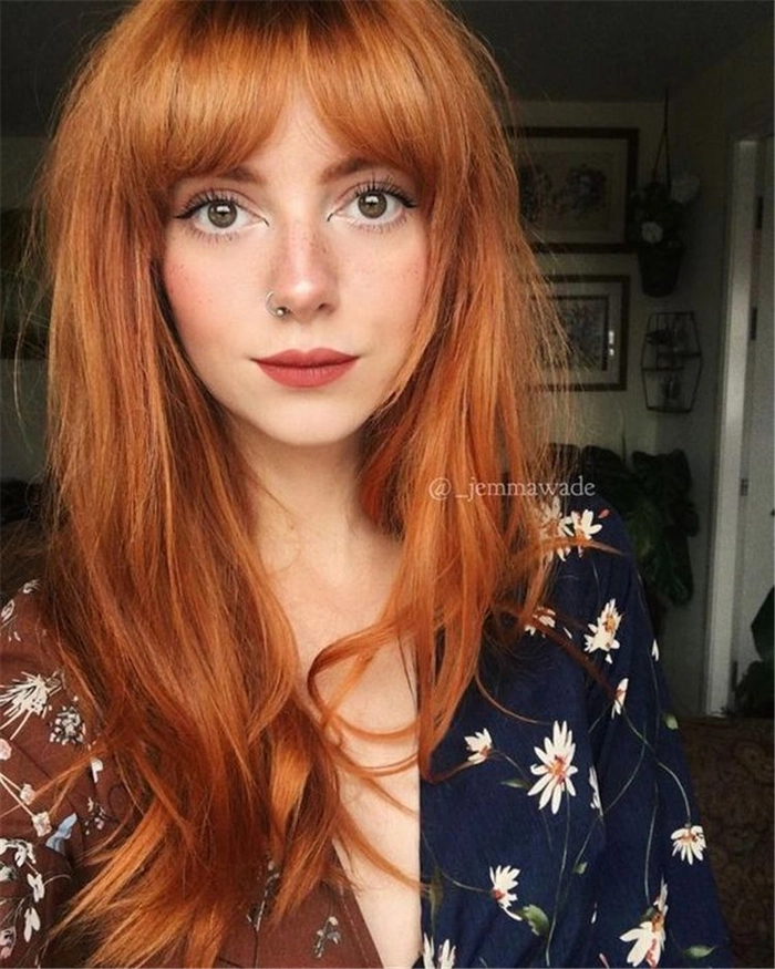 Elegant prom hairstyle for copper ginger hair with soft curls