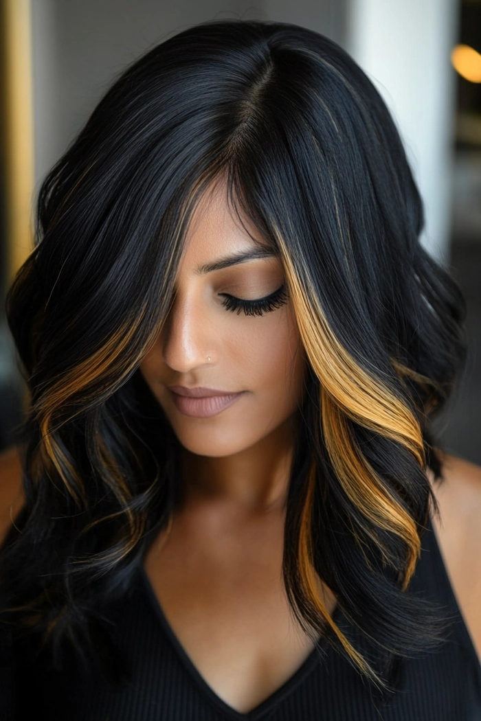 Beautifully styled jet black hair perfect for prom night glamour and sophistication Elegant prom hairstyle on jet black hair with intricate braids and soft curls