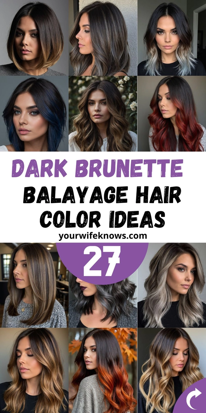 Elegant prom hairstyle showcasing dark brunette balayage with soft curls