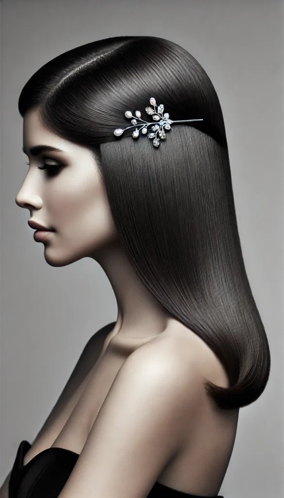 Chic prom hairstyle with a deep side part for a glamorous look Elegant prom hairstyle featuring a deep side part with soft curls
