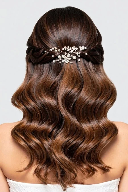 Elegant prom hairstyle featuring hair extensions and weaves