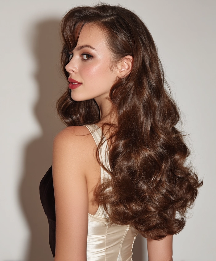 Elegant prom hairstyle featuring hair extensions and weaves for added volume and length