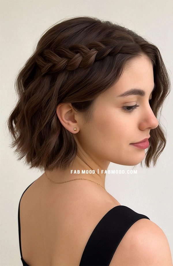 Short prom hairstyle perfect for fine hair styles at prom event Elegant short prom hairstyle for fine hair with soft waves