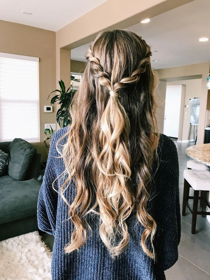 Beautiful prom hairstyle inspiration for voluminous long hair Elegant prom hairstyle for long thick heavy hair with soft curls