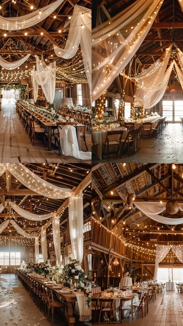 Elegant prom hairstyle featuring loose curls and floral accessories perfect for a rustic barn venue