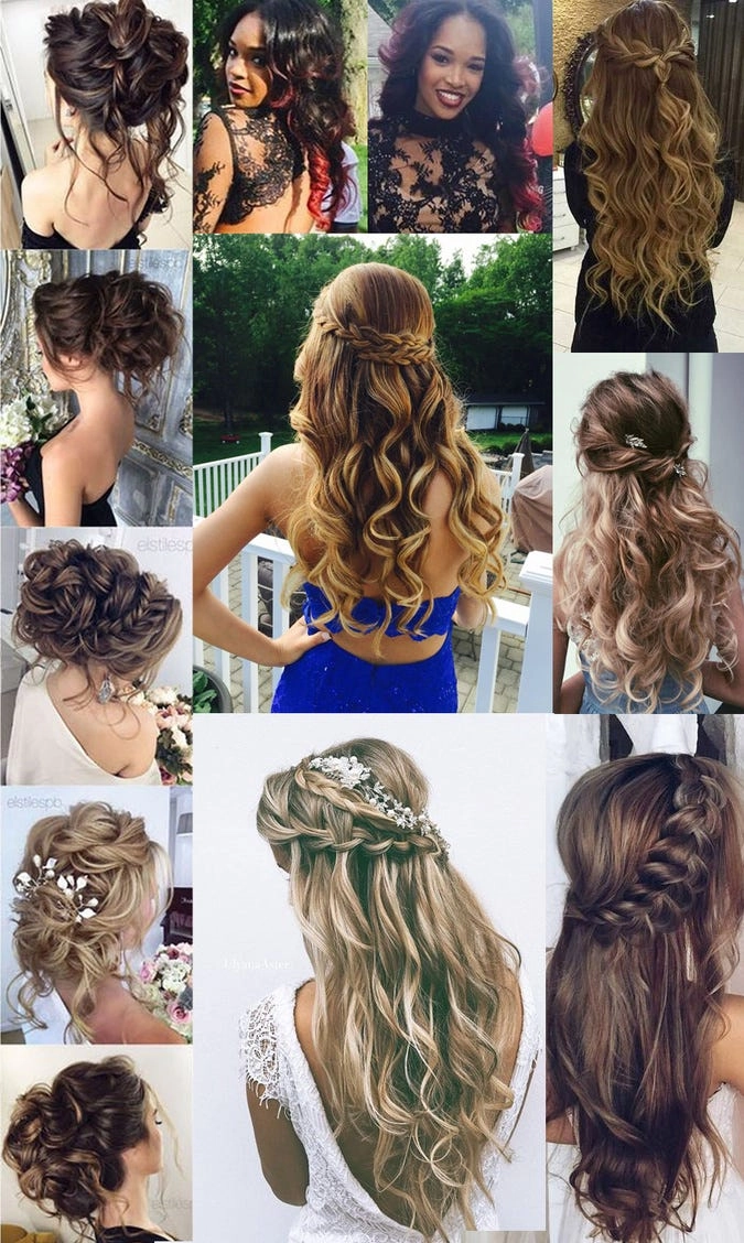 Elegant prom hairstyle featuring loose curls perfect for a black dress