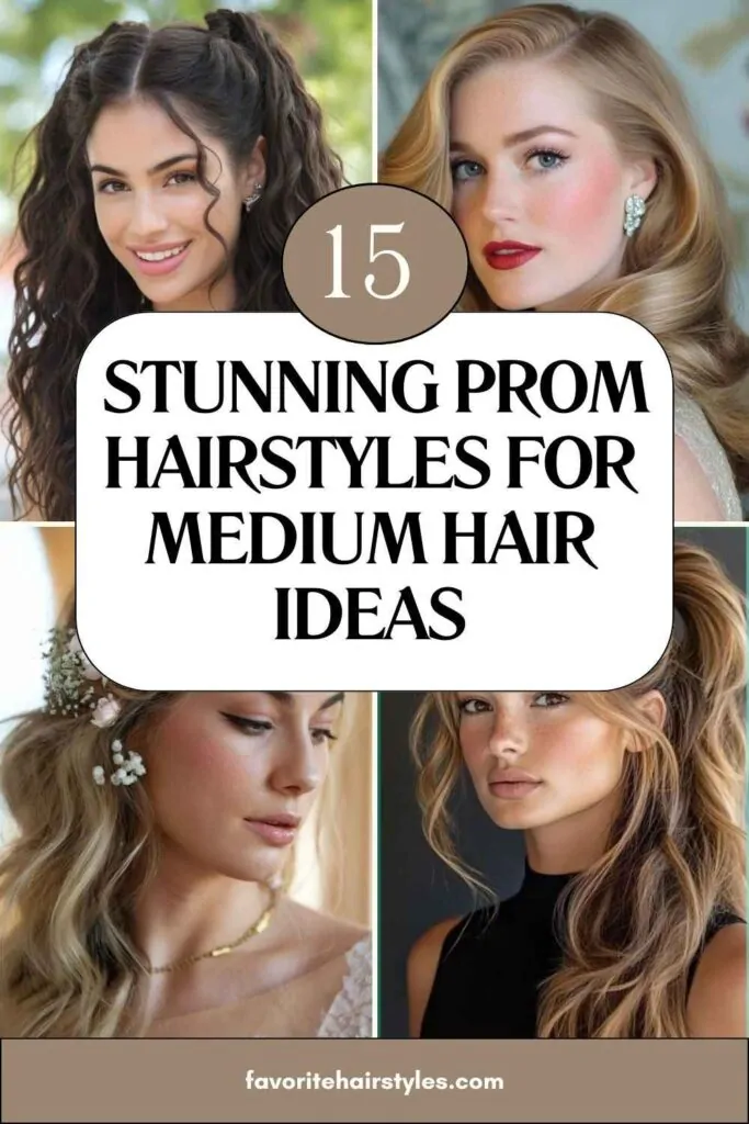 Chic and simple prom hairstyle perfect for straight medium hair length Elegant prom hairstyle for medium length straight hair with soft curls
