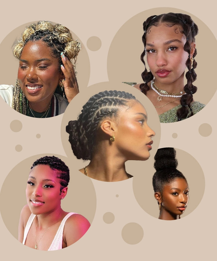 Elegant prom hairstyle for tightly coiled natural hair with intricate twists and volume