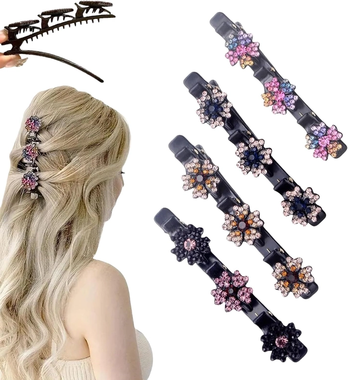 Elegant prom hairstyle adorned with sparkling rhinestone hair clips