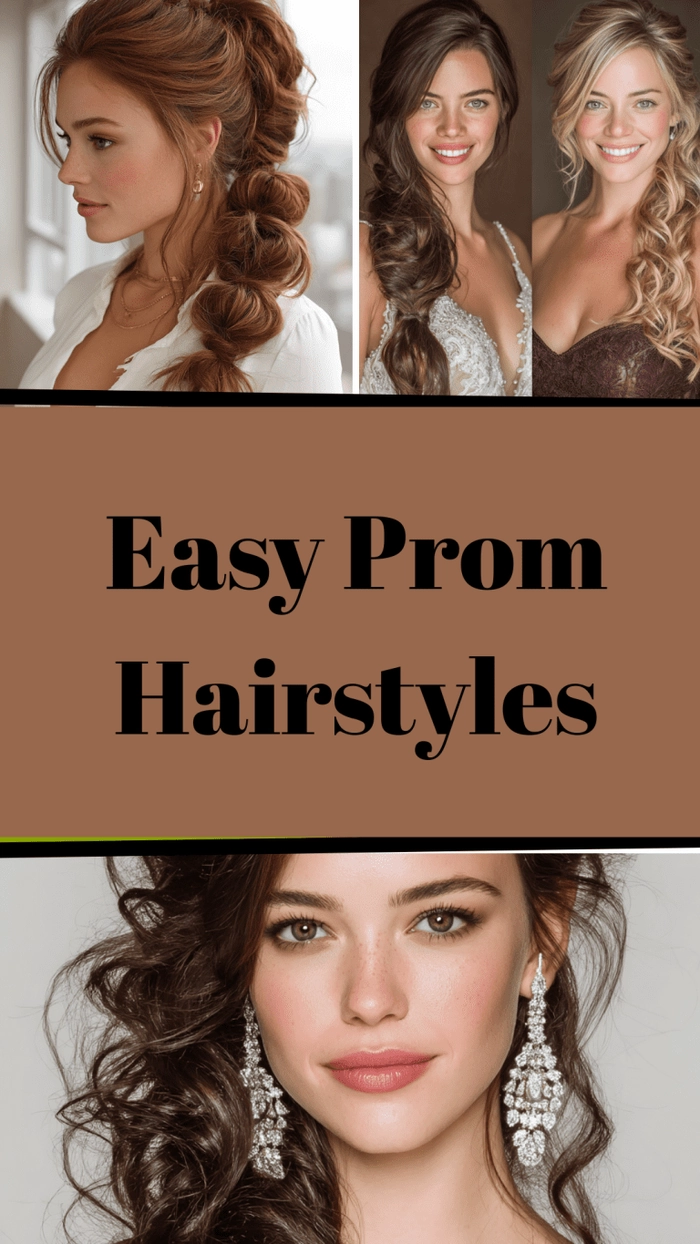 Elegant easy last minute prom hairstyle with soft curls and side braid