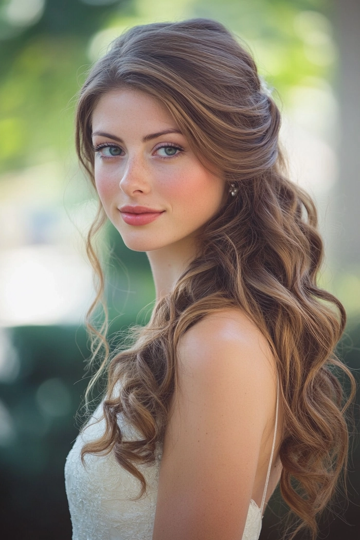 Beautiful deep side part prom hairstyle for a sophisticated look Elegant prom hairstyle featuring a deep side part with soft curls