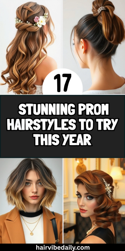 Stylish prom hairstyle designed to withstand humidity for long-lasting beauty Elegant humidity resistant prom hairstyle with soft curls and floral accessories