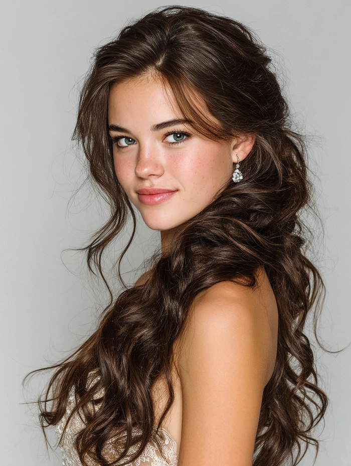 Prom hairstyles with a deep side part for a sophisticated look Elegant prom hairstyle featuring a deep side part with soft waves