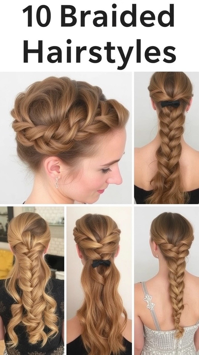 Elegant prom hairstyle featuring a single thick braid cascading down the back