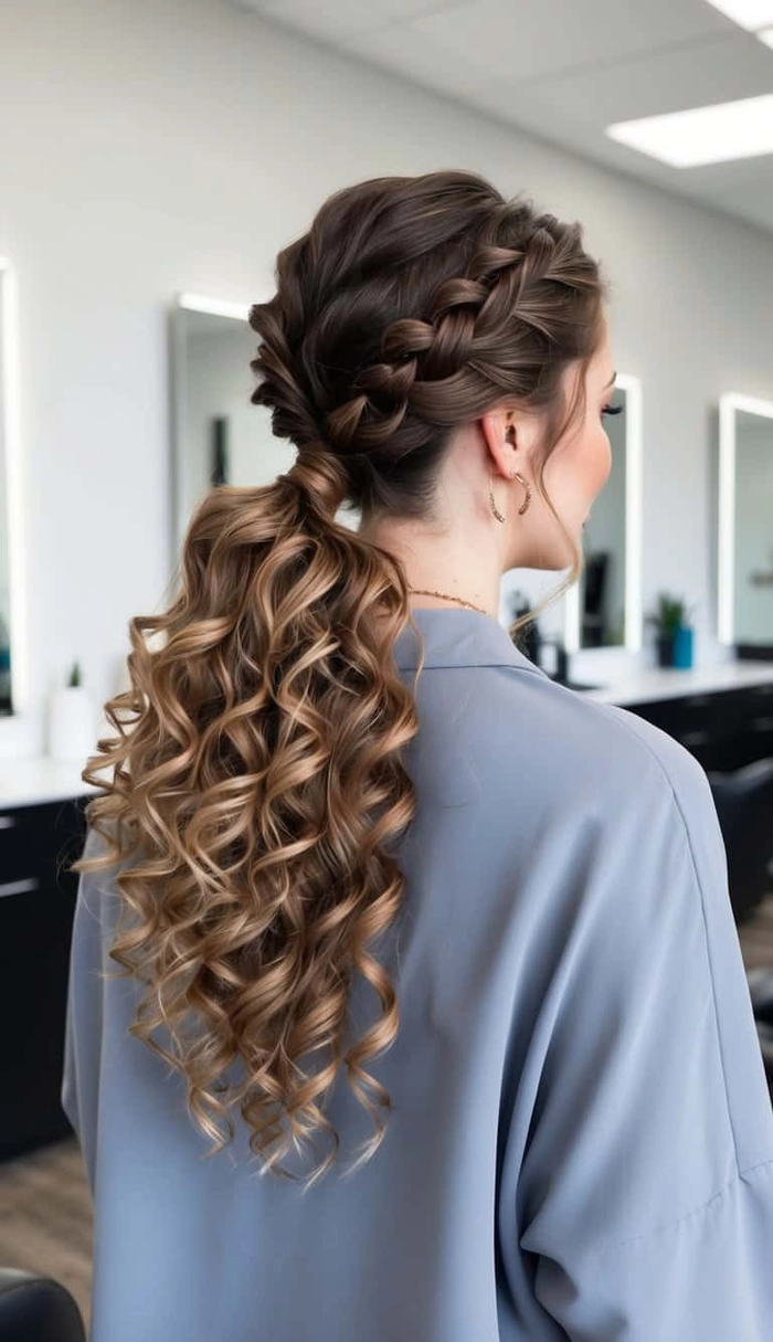 Elegant prom hairstyle showcasing tightly coiled natural hair styled in intricate twists