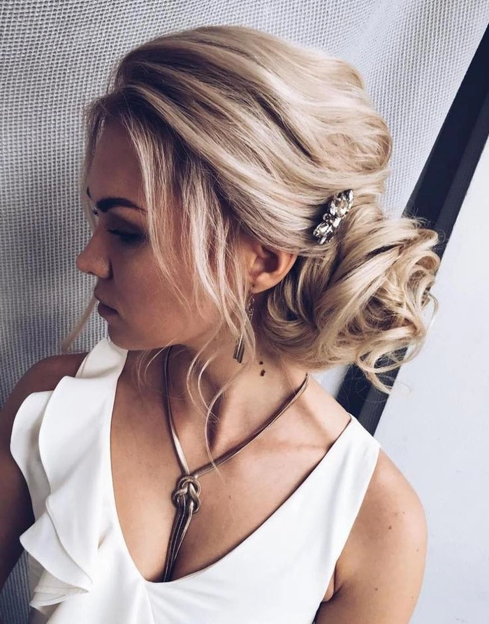 Chic Prom Hairstyles Perfect for Illusion Neckline Dresses