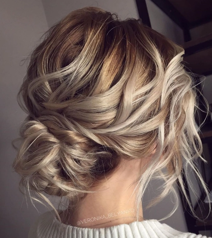 Chic and stylish medium length prom hairstyle for thick hair inspiration Elegant medium length prom updo for thick hair with braided details