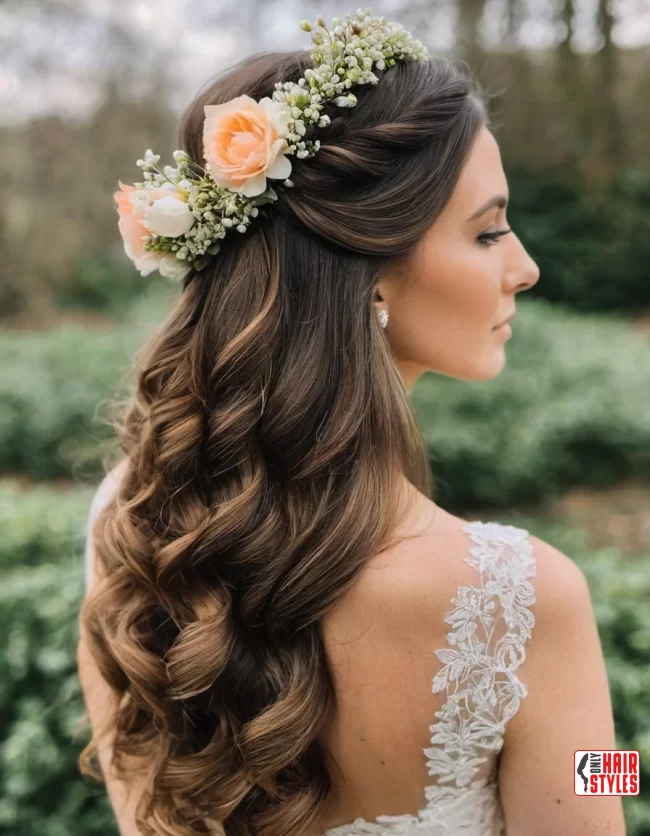 Fresh bloom spring prom hairstyle inspiration for a stunning prom night Elegant spring prom hairstyle adorned with fresh blooms for a natural look