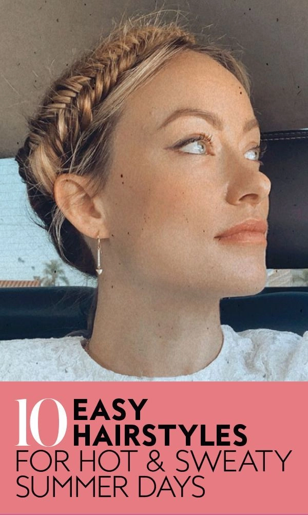 Chic and comfortable prom hairstyle ideal for warm summer nights Elegant summer prom hairstyle perfect for hot weather with soft waves and floral accessories