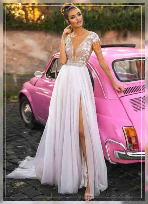 Elegant updo hairstyle perfect for prom with illusion neckline dresses