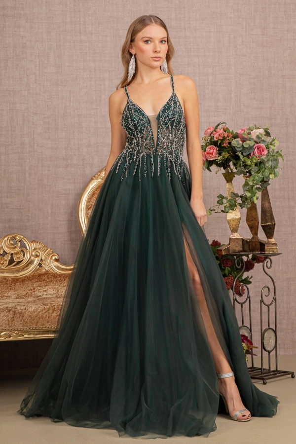 Elegant updo with soft curls for prom hairstyles to match a green dress