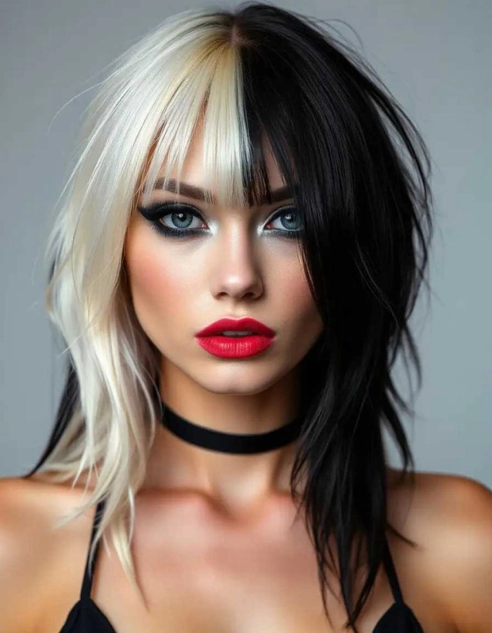 Prom Hairstyles image 3 showing a creative edgy grunge look for prom night Edgy grunge inspired prom hairstyle with textured waves and bold accessories