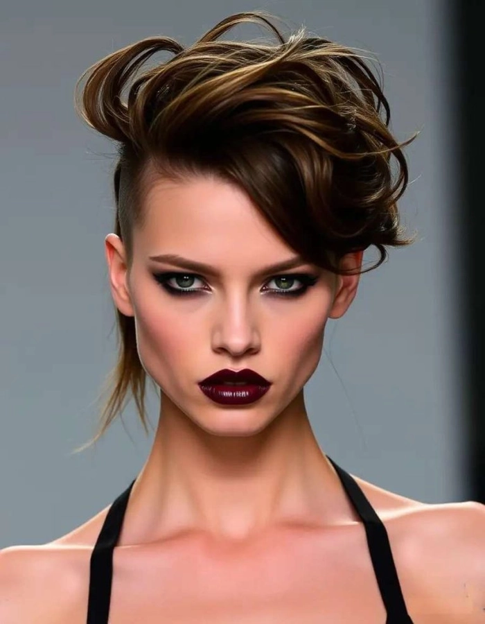 Bold and rebellious grunge prom hairstyle with textured layers and metallic clips Edgy grunge inspired prom hairstyle featuring tousled waves and bold accessories