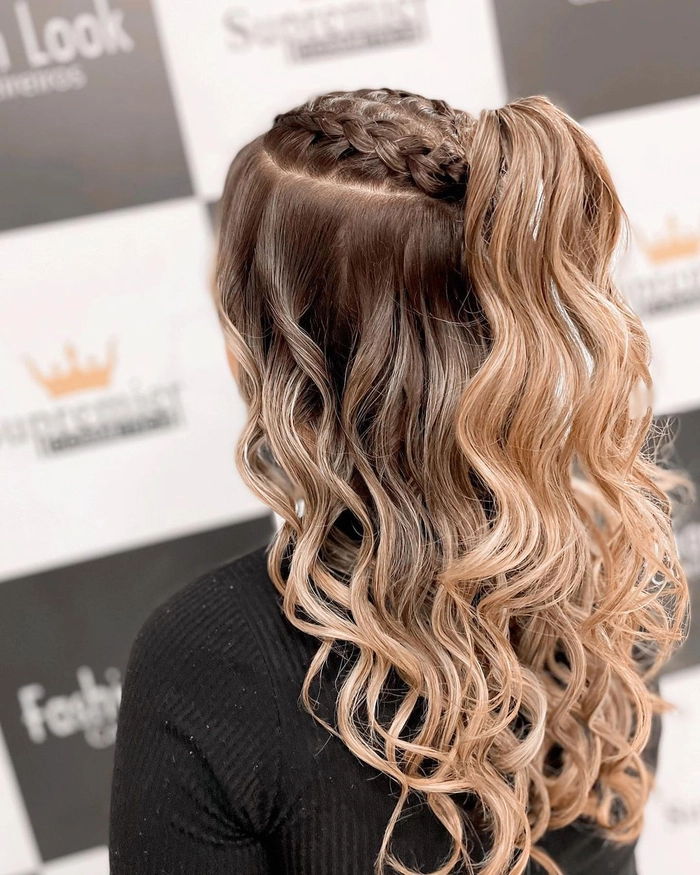 Stylish junior prom hairstyles for middle school students with curls and accessories