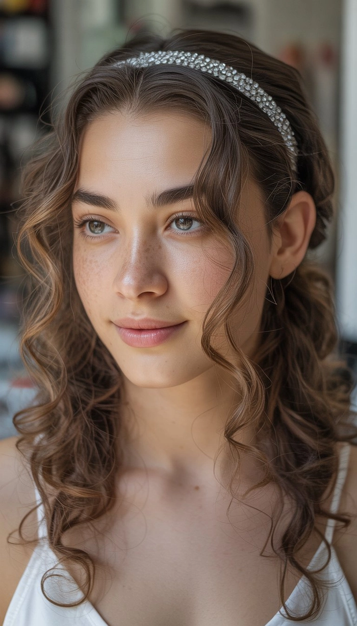 Elegant junior prom hairstyle featuring soft curls for middle school students