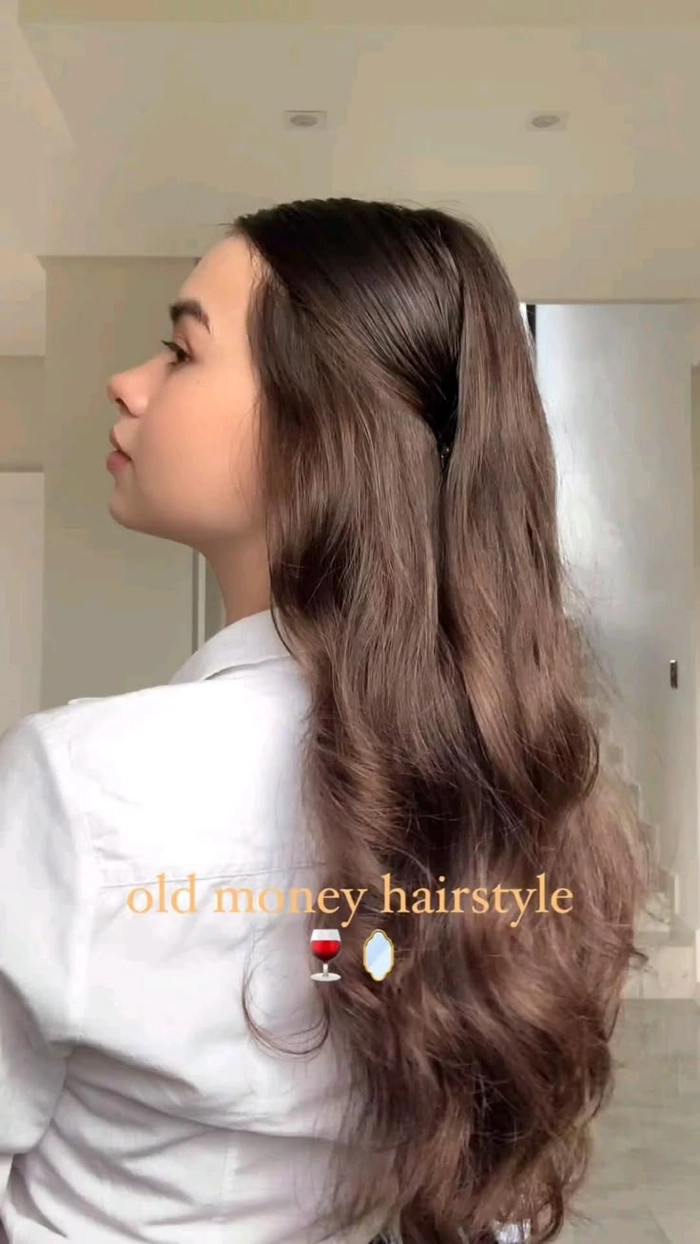 Timeless old money aesthetic look for prom hairstyles image 2 Elegant old money aesthetic prom hairstyle featuring soft waves and classic updo