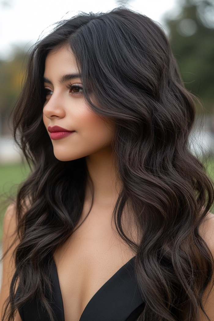 Stunning prom hairstyle for long thick heavy hair perfect for special occasions Elegant prom hairstyle for long thick heavy hair with soft curls