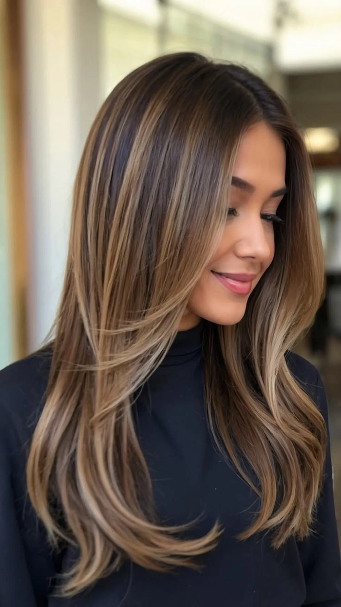prom hairstyles for dark brunette balayage image