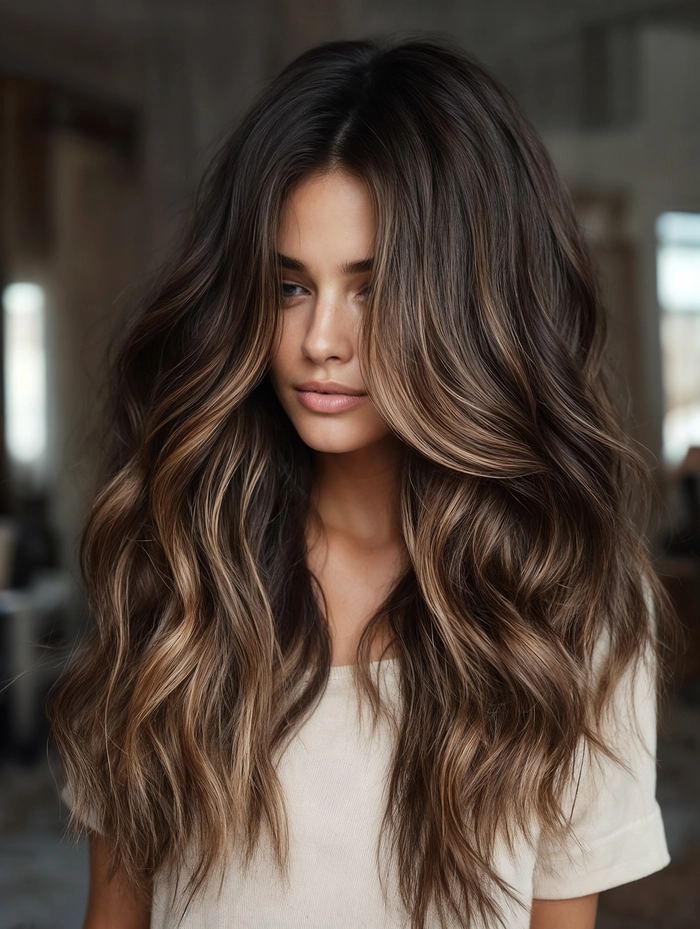 prom hairstyles for dark brunette balayage image