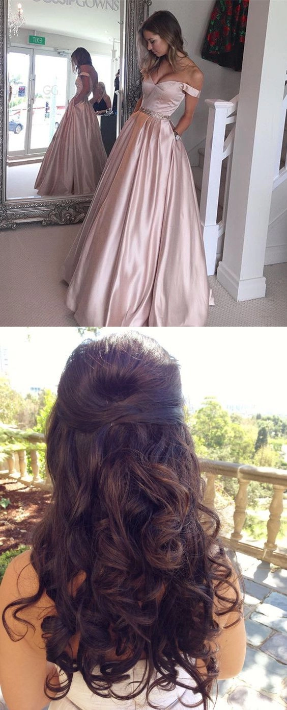 prom hairstyles for off the shoulder dresses image