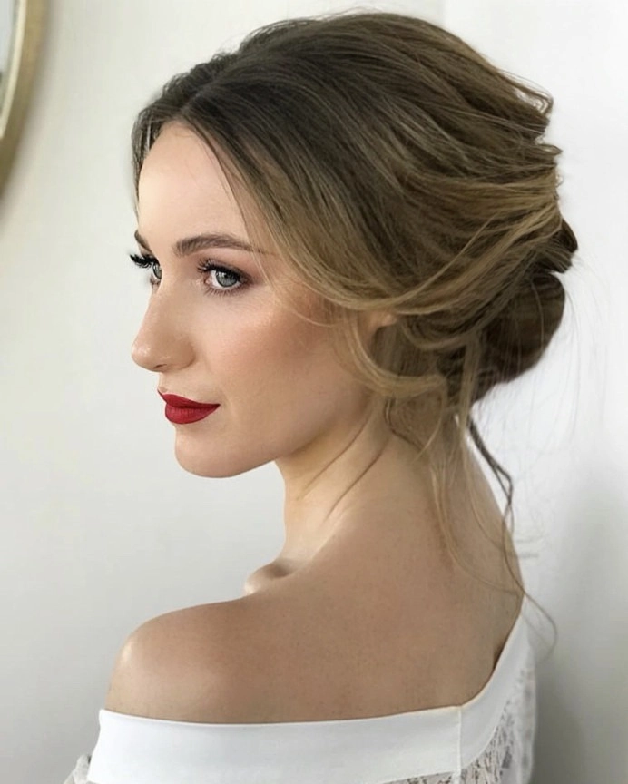 prom hairstyles for off the shoulder dresses image