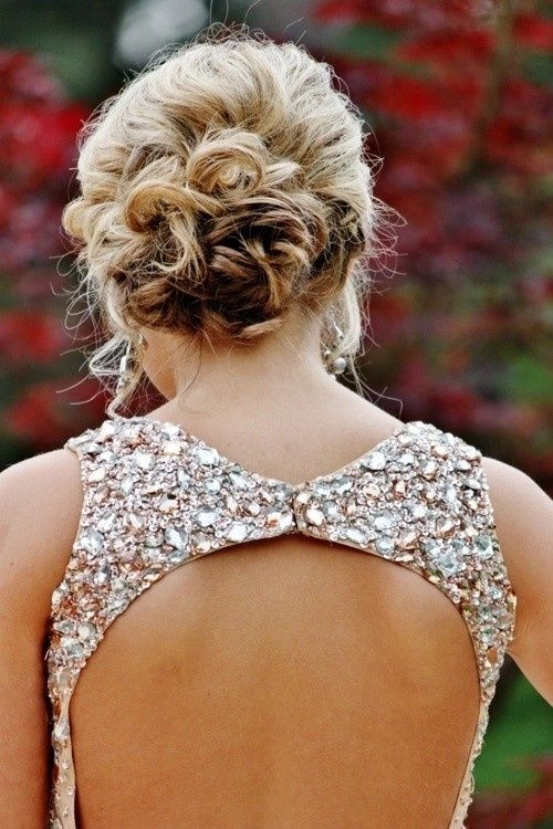 prom hairstyles for sequin embellished dresses image