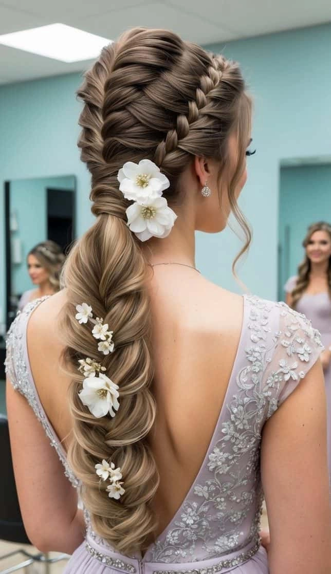 prom hairstyles for sweetheart neckline gowns image