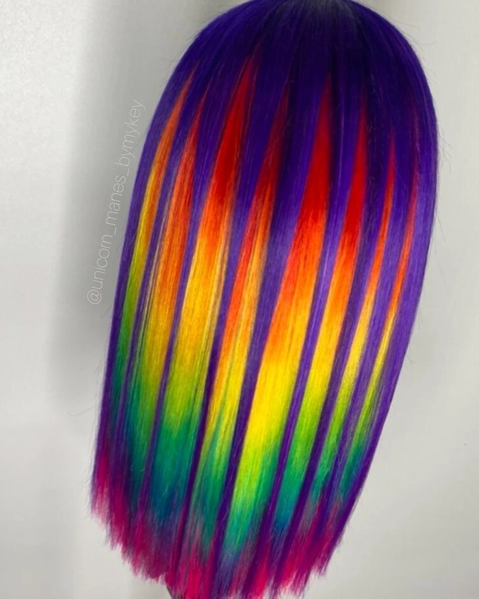 prom hairstyles for vivid rainbow color treated hair image
