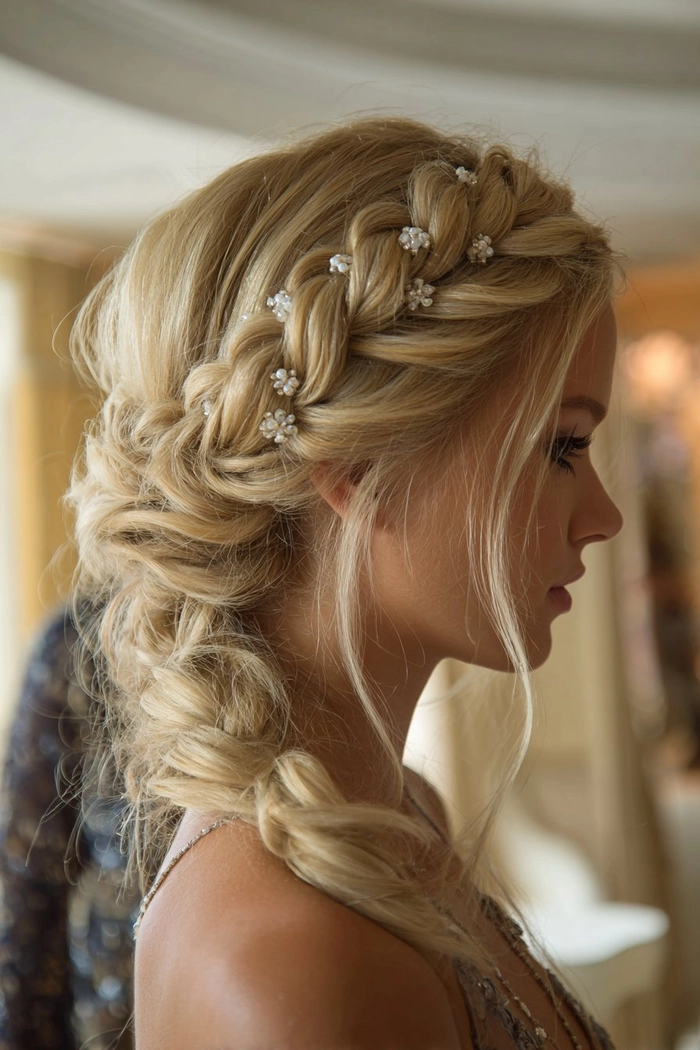 prom hairstyles with jeweled hair cuffs image