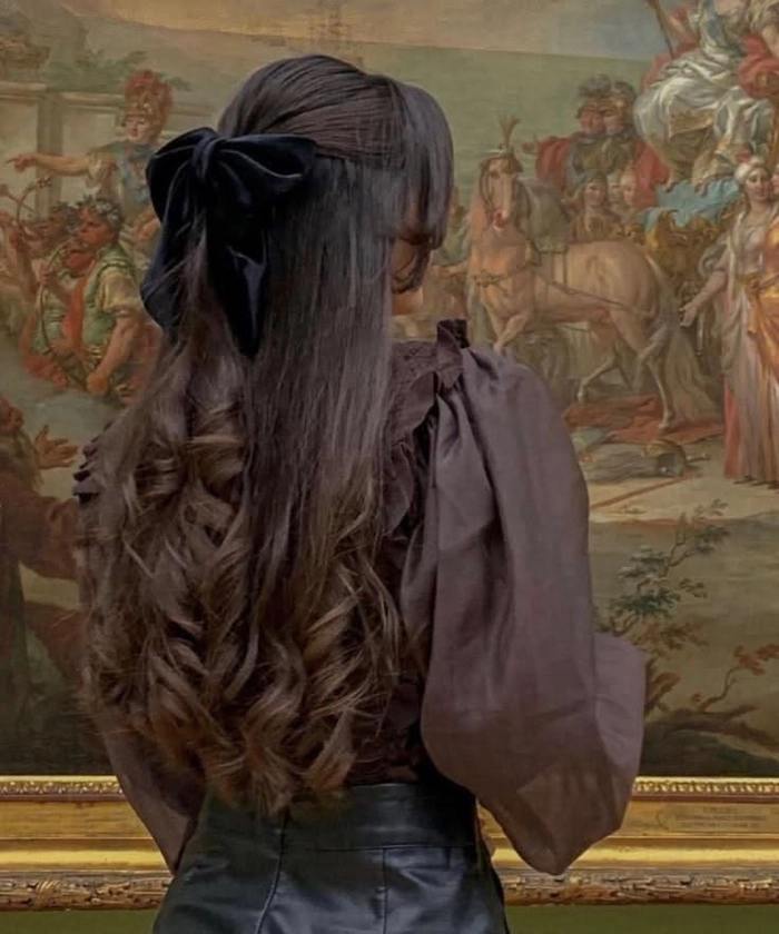 prom hairstyles with velvet ribbons image