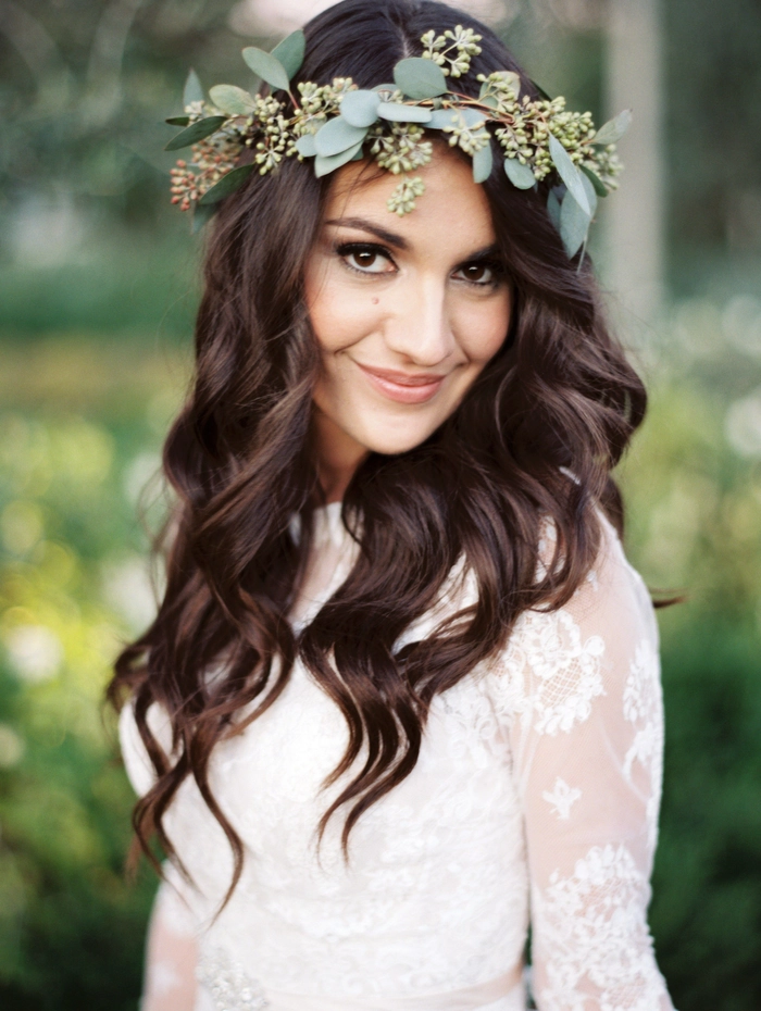 prom hairstyles with fresh flower crowns image