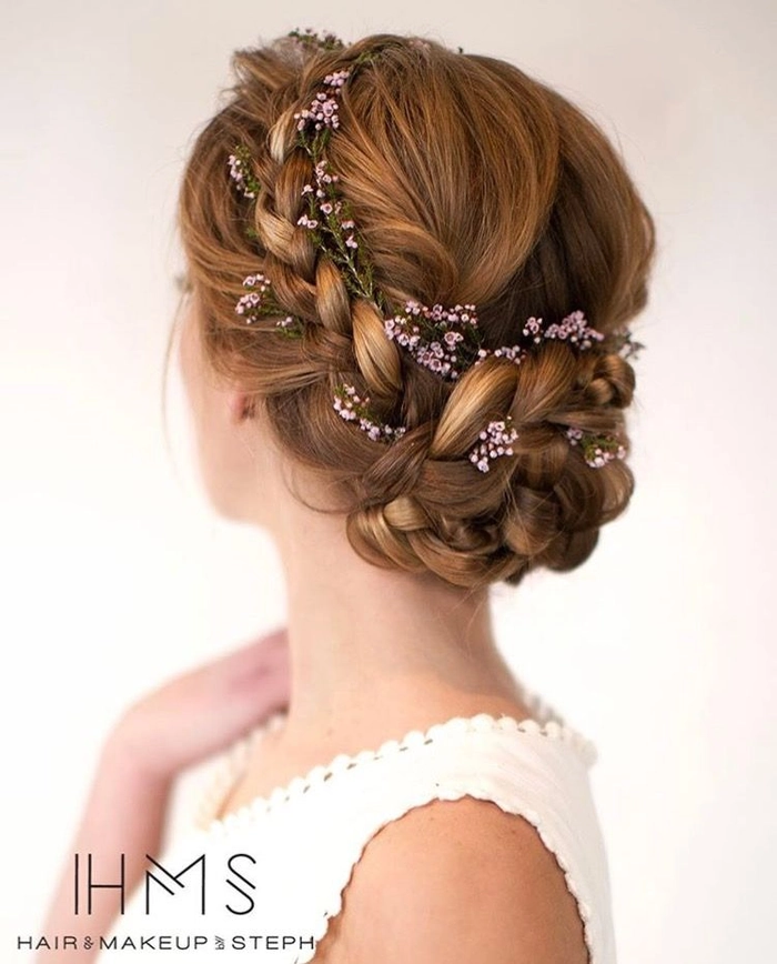 prom hairstyles with fresh flower crowns image