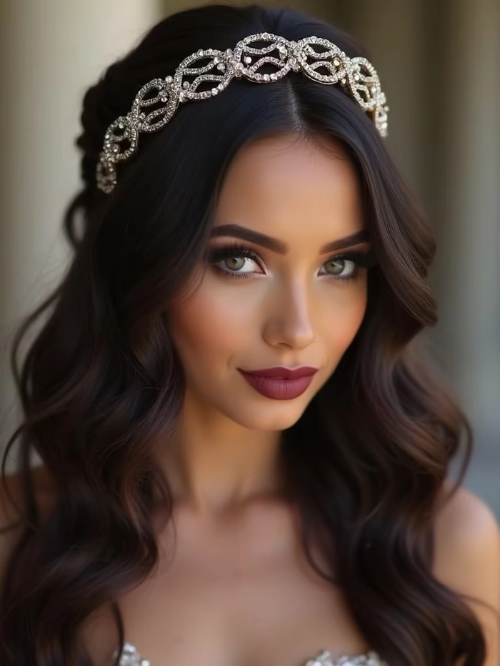 prom hairstyles with rhinestone hair clips image