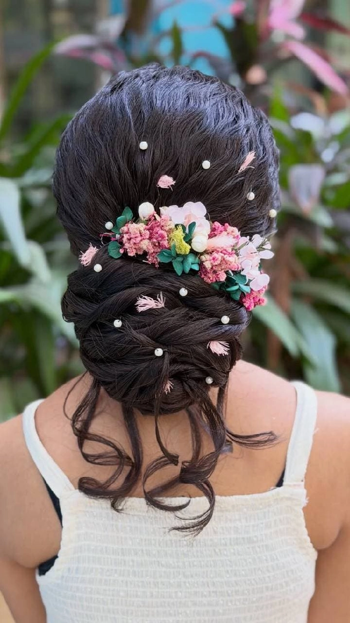 prom hairstyles with pearl hair accessories image