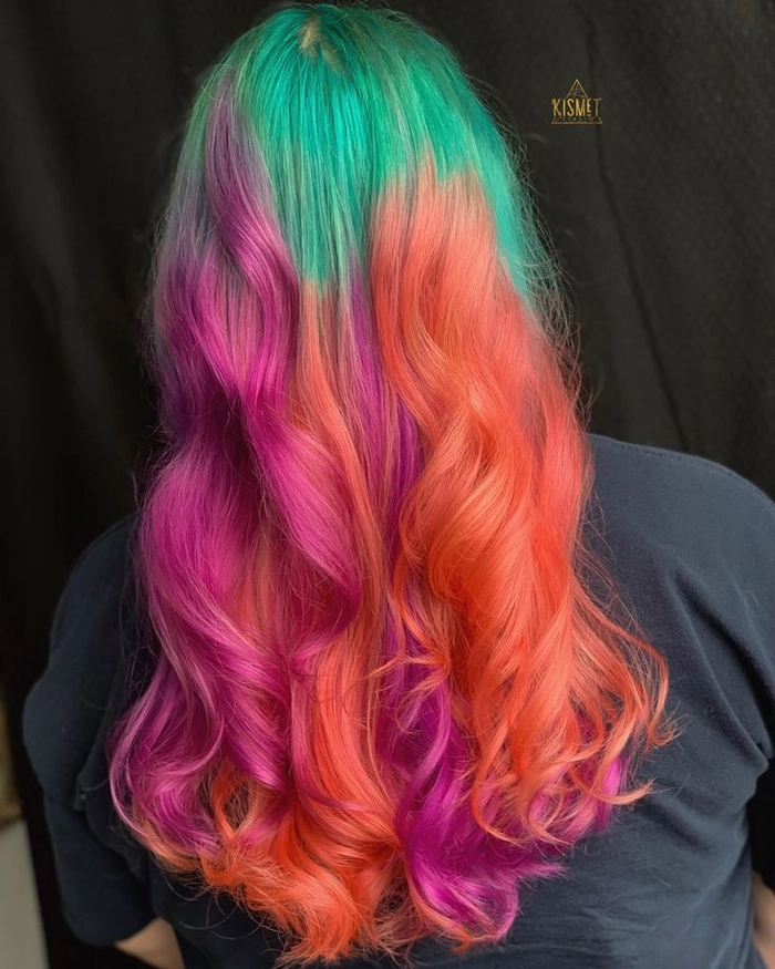 prom hairstyles for vivid rainbow color treated hair image