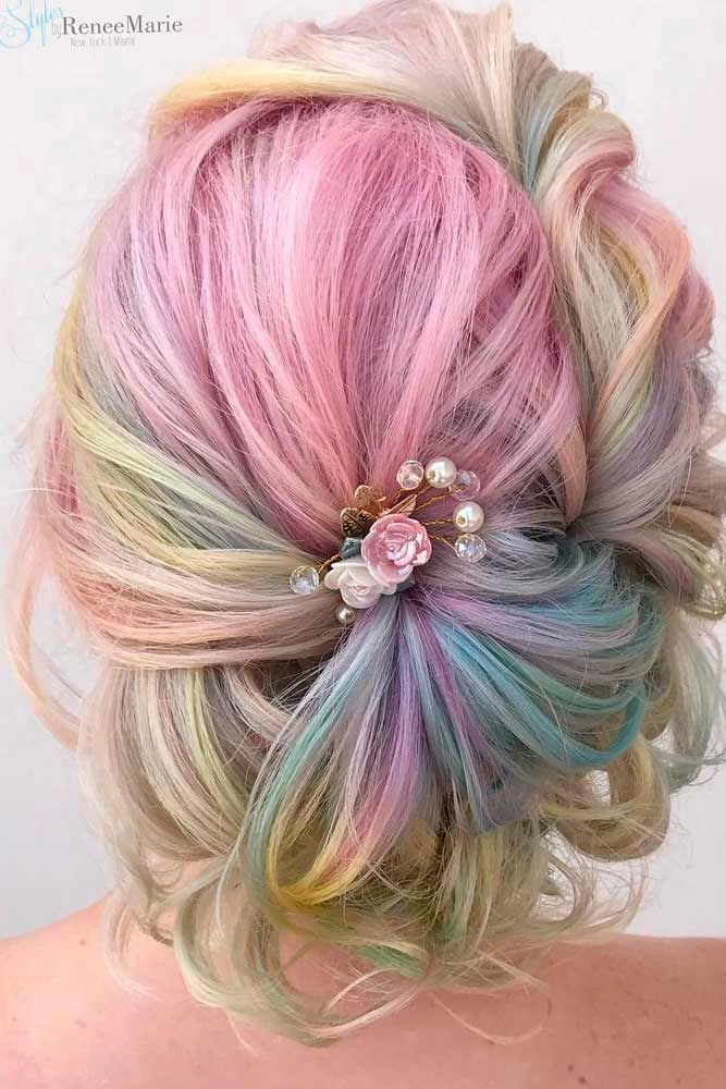 Stunning Prom Hairstyles for Vibrant Rainbow-Colored Hair