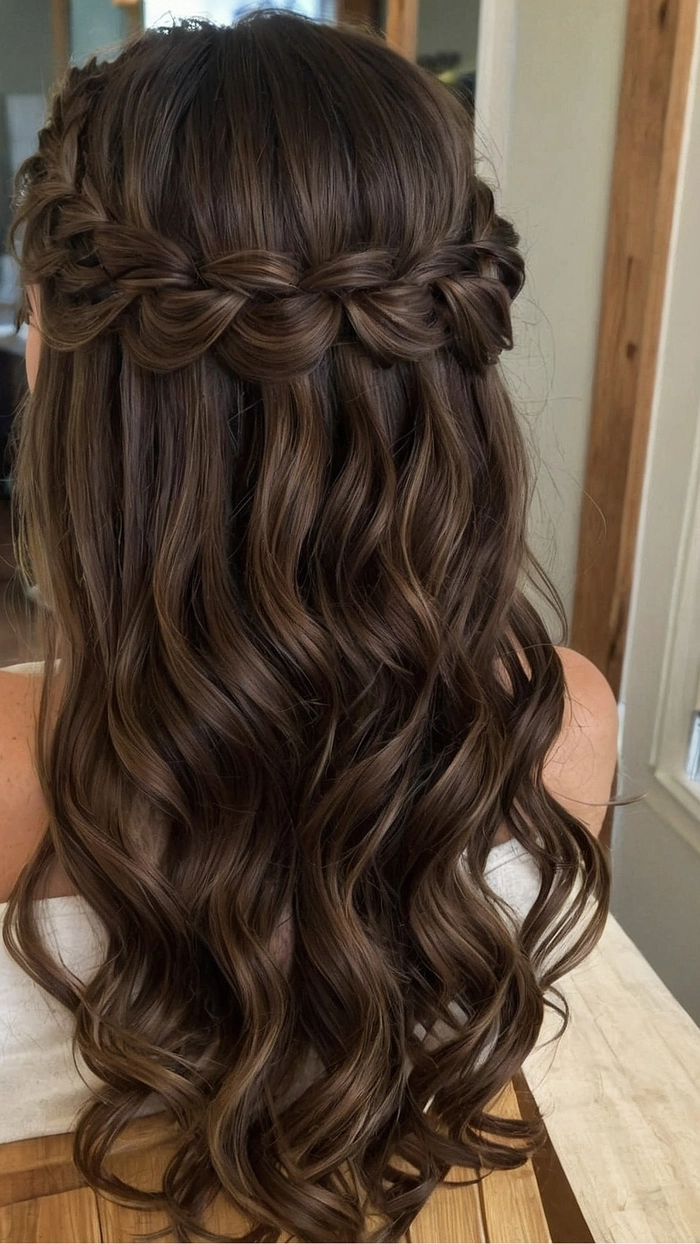Elegant prom hairstyle for thick hair in a medium length updo Medium length prom updo styled elegantly for thick hair
