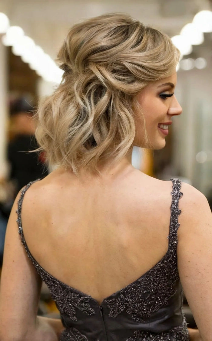 Elegant short prom hairstyle inspiration for fine hair on image 13 Short curly prom hairstyle for fine hair with delicate accessories