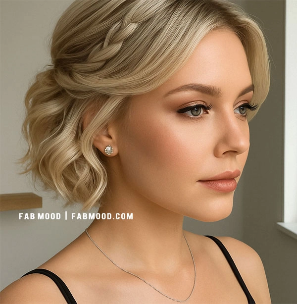 Elegant and easy short prom hairstyle for delicate, fine hair Short prom hairstyles for fine hair featuring soft curls and volume